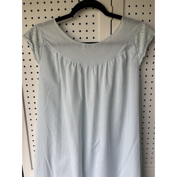 Vintage Sears Perma Prest Night Gown Dress Lace Trim Light Green Size 36-38 - Picture 8 of 8